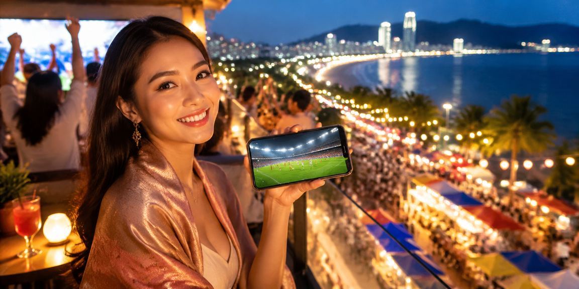 Người dùng tại chợ đêm Đà Nẵng truy cập xsmm trên điện thoại di động vào buổi tối